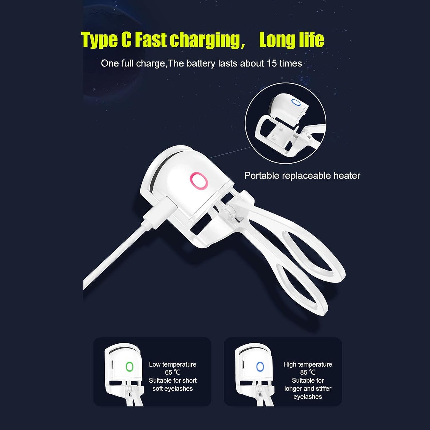 Electric Eyelash Curler Heated أداة تجعيد الرموش الكهربائية ساخنة