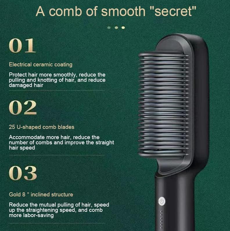 Electric Hair Straightener Comb for Black Hair مشط كهربائي لفرد الشعر للشعر الأسود