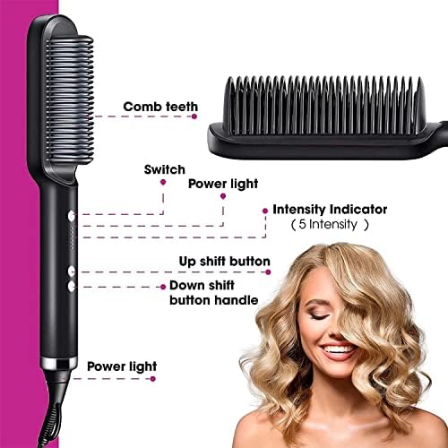 Electric Hair Straightener Comb for Black Hair مشط كهربائي لفرد الشعر للشعر الأسود